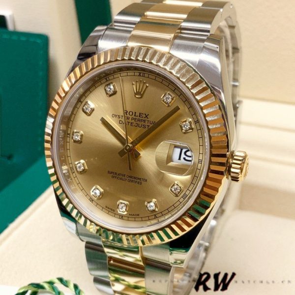 2022 Rolex Datejust Champagne Diamond Dial Two Tone M126333-0012 41mm Mens Replica Watch - Image 2