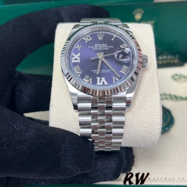 Rolex Datejust 126234 Fluted Bezel Aubergine Dial 36MM Unisex Replica Watch - Image 4