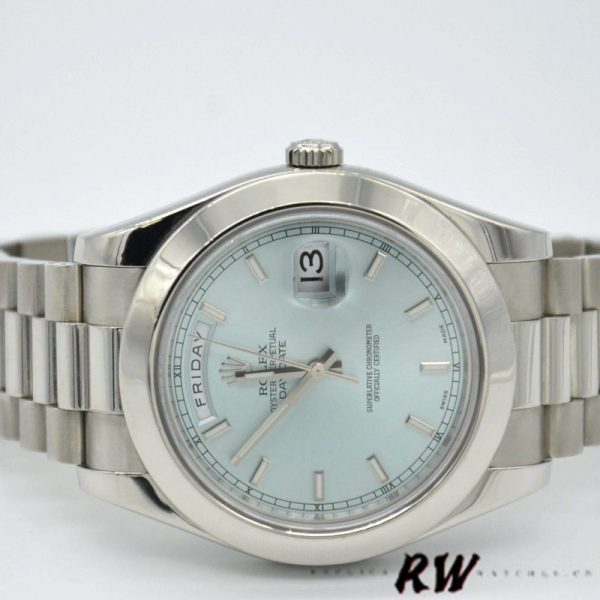 Rolex Day-Date 218206 Ice Blue Index Dial Platinum 41MM Mens Replica Watch - Image 3