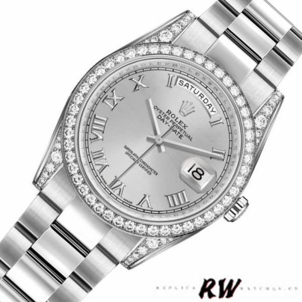 Rolex Day-Date 118389 Silver Roman Numeral Dial 36MM Unisex Replica Watch - Image 2