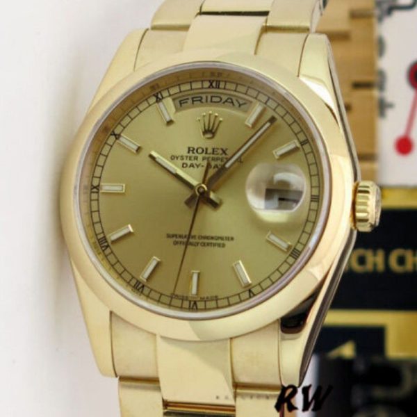 Rolex Day-Date 118208 Champagne Dial 36mm Unisex Replica Watch - Image 3