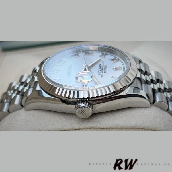 Rolex Datejust 126234 Fluted Bezel White Roman Dial 36MM Unisex Replica Watch - Image 4