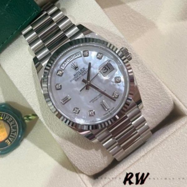Rolex Day-Date 128239 White Gold Mother of Pearl Dial 36MM Unisex Replica Watch - Image 3