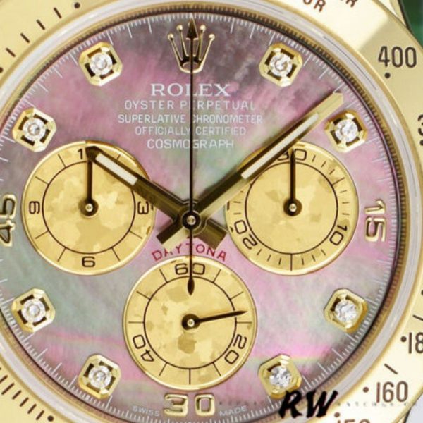 Rolex Cosmograph Daytona 116528 Black MOP Diamond Dial 40MM Mens Replica Watch - Image 2