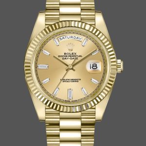 Rolex Day-Date 228238 Champagne Diamond Dial Fluted Bezel 40mm Mens Replica Watch
