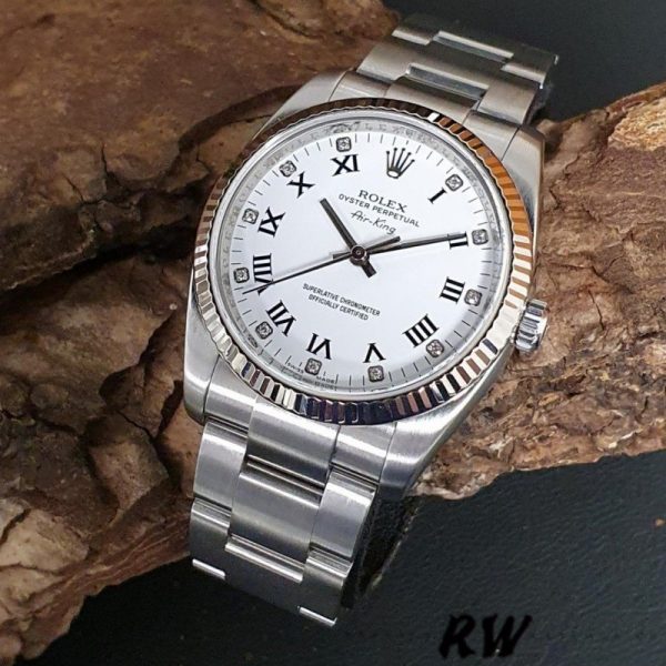 Rolex Oyster Perpetual Air-King 114234 White Diamond Dial 34mm Unisex Replica Watch - Image 2