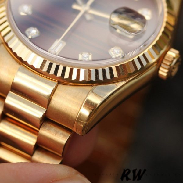 Rolex Day-Date 118238 Yellow Gold Diamond Bulls Eye Dial 36mm Unisex Replica Watch - Image 3