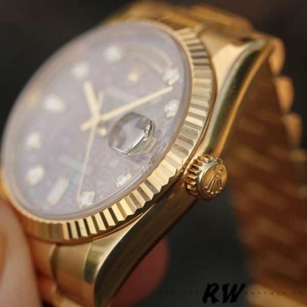 Rolex Day-Date 118238 Black Mother of Pearl Diamond Dial 36mm Unisex Replica Watch - Image 2