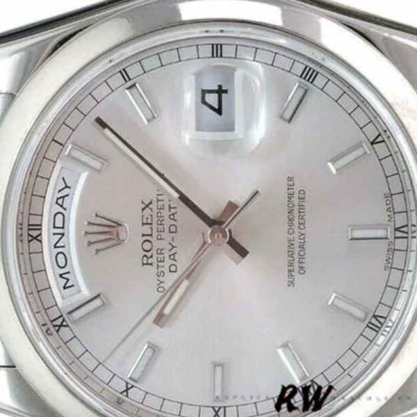 Rolex Day-Date 118209 Silver Dial White Gold 36mm Unisex Replica Watch - Image 3