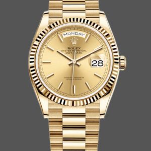 Rolex Day-Date 128238 Fluted Bezel Champagne Index Dial 36MM Unisex Replica Watch