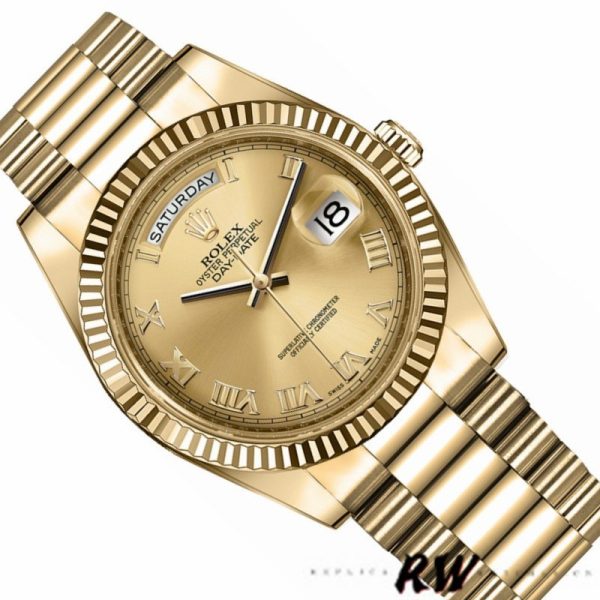 Rolex Day-Date 218238 Champagne Roman Numeral Dial Yellow Gold 41MM Mens Replica Watch - Image 3