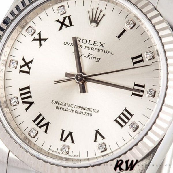 Rolex Oyster Perpetual Air-King 114234 Silver Roman Diamond Dial 34mm Unisex Replica Watch - Image 2