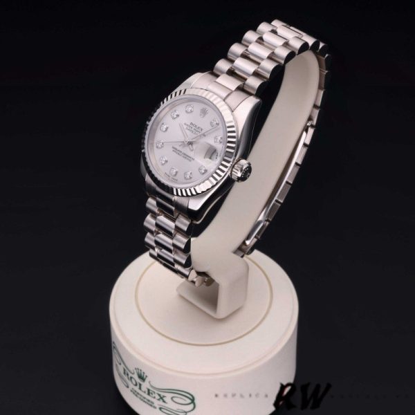 Rolex Datejust 179179 Silver Diamond Dial Fluted Bezel 26MM Lady Replica Watch - Image 4