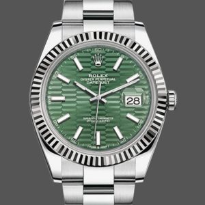 Rolex Datejust 126334 Fluted Bezel Green Motif Dial 41MM Mens Replica Watch