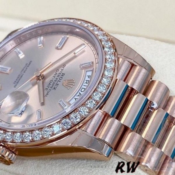 Rolex Day-Date 228345RBR Sundust Diamond Dial Diamond Bezel 40mm Mens Replica Watch - Image 4