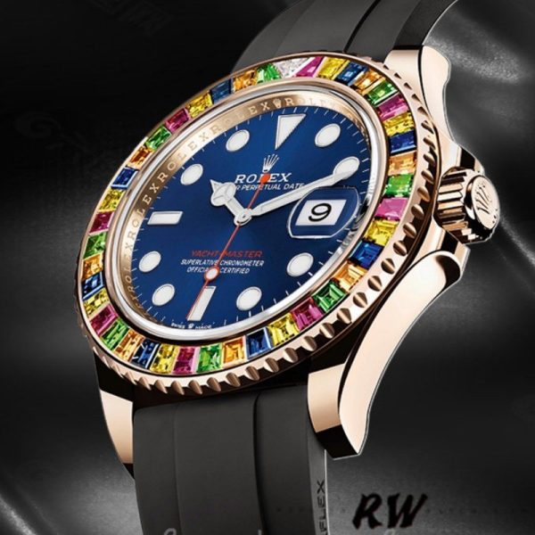 Rolex Yacht Master 116695 Black Rubber Strap Blue Dial 40MM Mens Replica Watch - Image 4