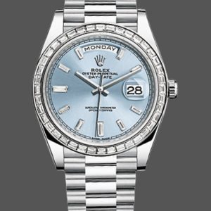 Rolex Day-Date 228396TBR Ice Blue Diamond Dial Diamond Bezel 40mm Mens Replica Watch