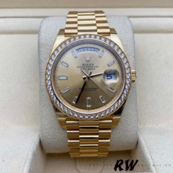 Rolex Day-Date 128348RBR Champagne Index Dial Yellow Gold 36MM Unisex Replica Watch - Image 2