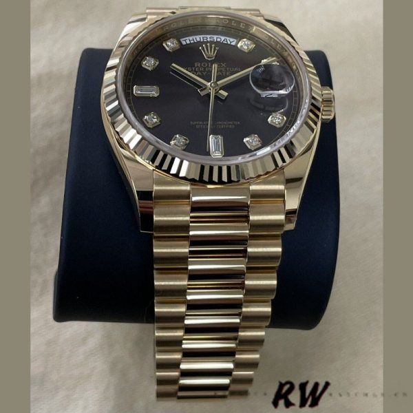 Rolex Day-Date 128238 Fluted Bezel Dark Grey Dial 36MM Unisex Replica Watch - Image 4