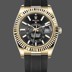 Rolex Sky Dweller 326238 Yellow Gold Black Dial 42mm Mens Replica Watch