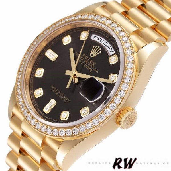 Rolex Day-Date 128348RBR Dark Grey Dial Yellow Gold 36MM Unisex Replica Watch - Image 4