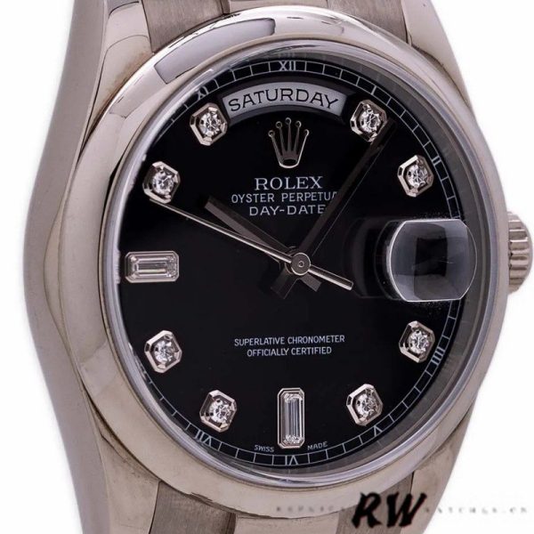 Rolex Day-Date 118209 Black dial white gold 36mm Unisex Replica Watch - Image 3