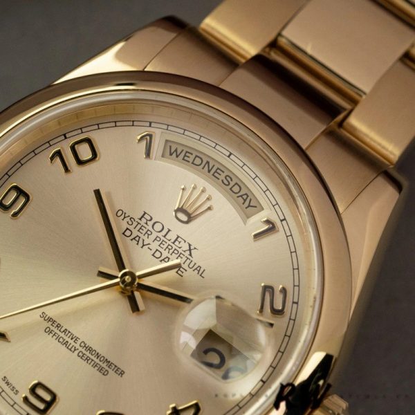 Rolex Day-Date 118208 champagne dial Arabic Numeral Hour Markers 36mm Unisex Replica Watch - Image 2
