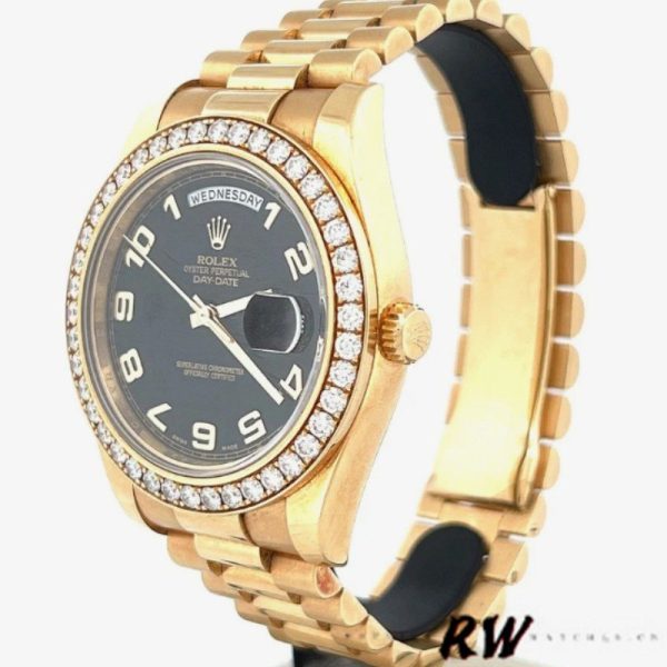 Rolex Day-Date 218348 Wave Black Dial 41MM Mens Replica Watch - Image 4