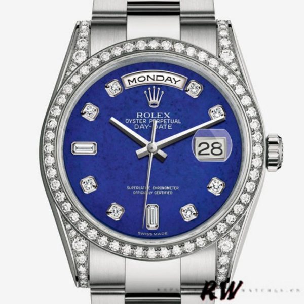 Rolex Day-Date 118389 Diamond Bezel Blue Dial 36MM Unisex Replica Watch - Image 2
