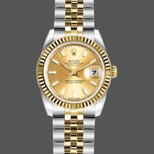 Rolex Datejust 179173 Champagne Index Dial Fluted Bezel 26MM Lady Replica Watch