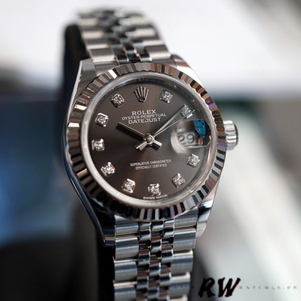 Rolex Datejust 279174 Stainless Steel Dark Grey Diamond Dial 28mm Lady Replica Watch - Image 2