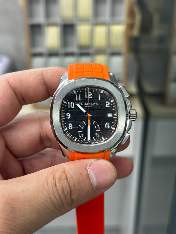 Replica Patek Philippe Aquanaut 5968A 001 Chronograph Orange Rubber 42mm - Image 3