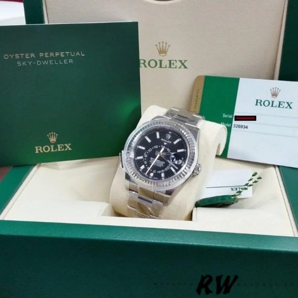 Rolex Sky-Dweller 326934 Stainless Steel Black Dial 42MM Mens Replica Watch - Image 6