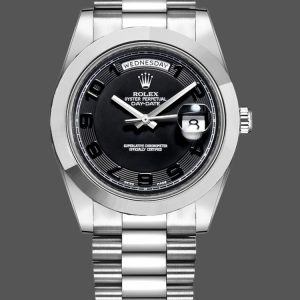 Rolex Day-Date 218206 Concentric Black Dial Platinum 41MM Mens Replica Watch