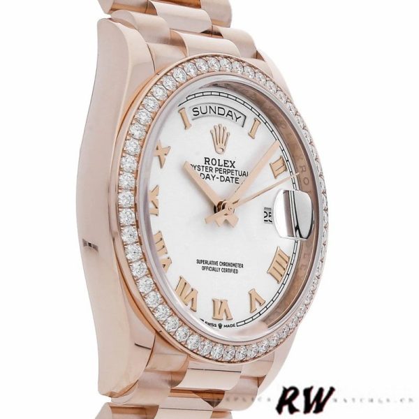Rolex Day-Date 128345RBR White Dial Everose Gold 36MM Unisex Replica Watch - Image 3