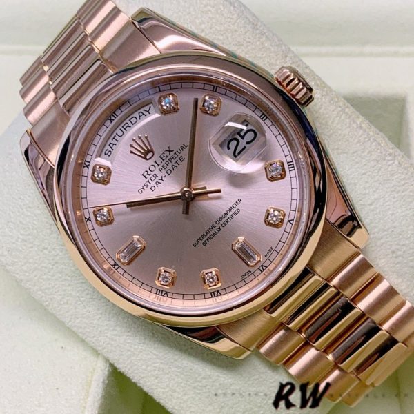 Rolex Day-Date 118205 Pink Diamond Dial 36mm Unisex Replica Watch - Image 3