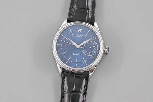 Rolex Cellini Date 50519 Blue Dial Blue Leather Strap 39MM Mens Replica Watch - Image 2