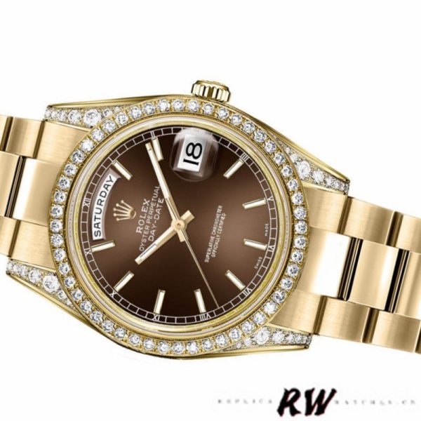 Rolex Day-Date 118388 Chocolate Brown Dial 36MM Unisex Replica Watch - Image 4