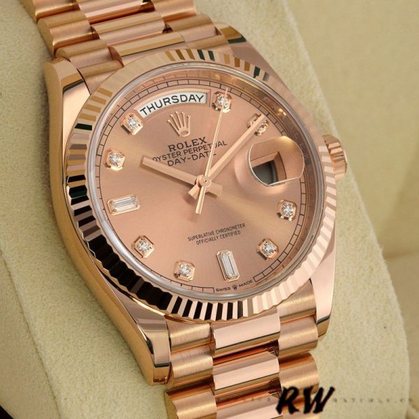 Rolex Day-Date 128235 Everose Gold Pink Rose Dial 36MM Unisex Replica Watch - Image 2