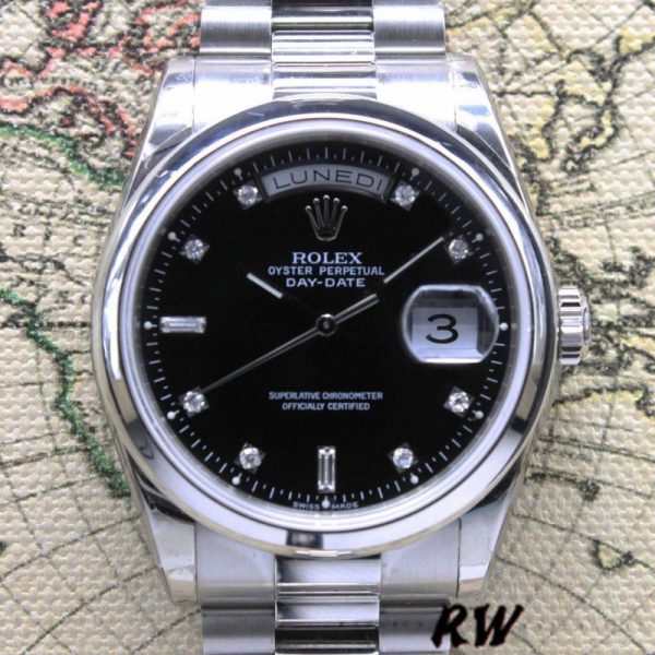 Rolex Day Date 118206 Black Diamond Dial 36mm Unisex Replica Watch - Image 2