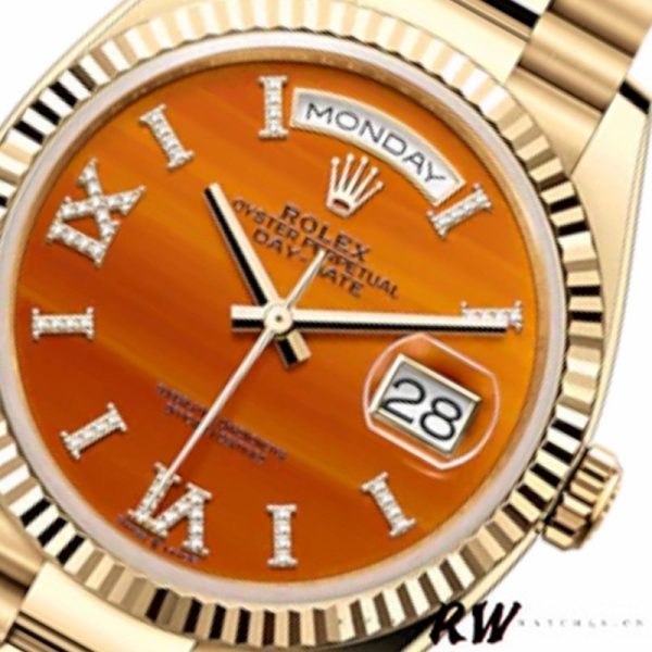 Rolex Day-Date 128238 Fluted Bezel Carnelian dial 36MM Unisex Replica Watch - Image 3