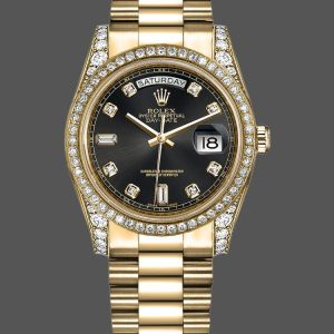 Rolex Day-Date 118388 Black Diamond Dial 36mm Unisex Replica Watch