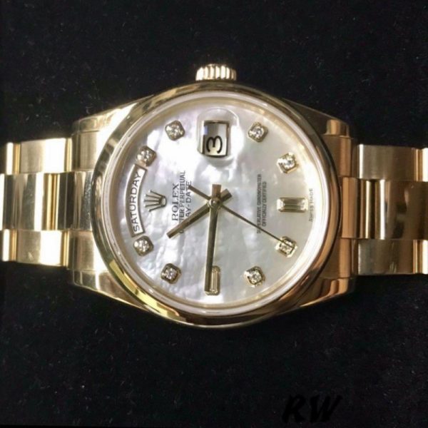 Rolex Day-Date 118208 Mother of Pearl Diamond Dial 36mm Unisex Replica Watch - Image 4