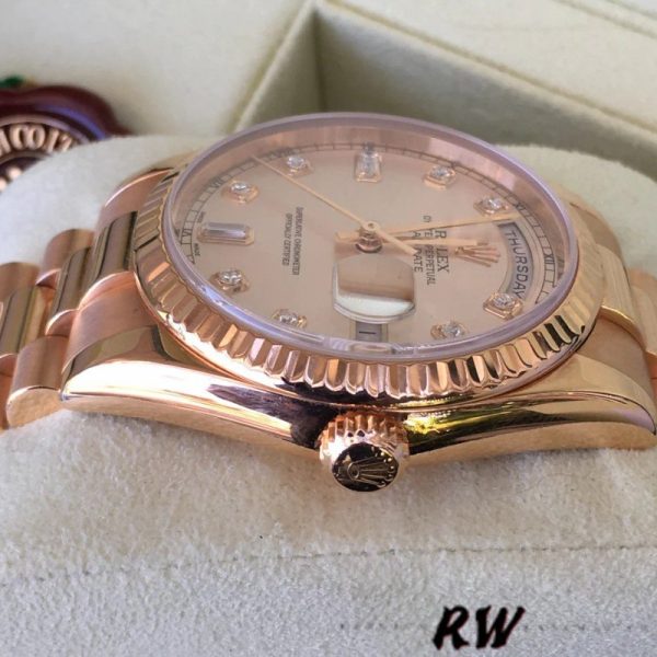 Rolex Day-Date 118235 Pink Diamond Dial 36mm Lady Replica Watch - Image 4