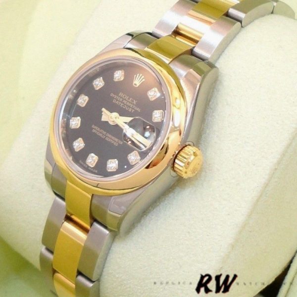 Rolex Datejust 179163 Black Diamond Dial Domed Dezel 26MM Lady Replica Watch - Image 4