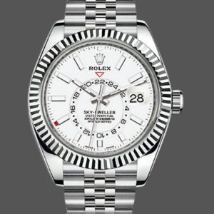 Rolex Sky-Dweller 326934 Fluted Bezel White Dial 42MM Replica Watch