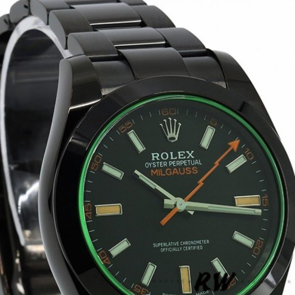 Rolex Milgauss 116400GV Green Crystal Stainless Steel/PVD Black Dial 40MM Mens Replica Watch - Image 4