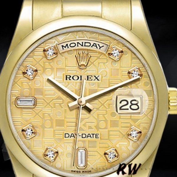 Rolex Day-Date 118208 Yellow Gold Champagne Jubilee Dial 36mm Unisex Replica Watch - Image 3
