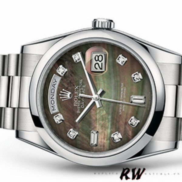 Rolex Day Date 118206 Mother of Pearl Black Dial 36mm Unisex Replica Watch - Image 3