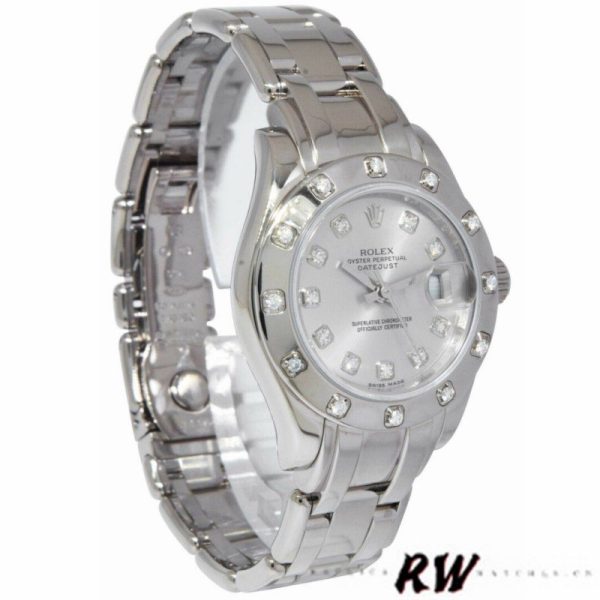 Rolex Pearlmaster 80319 Silver Diamond Dial 29MM Lady Replica Watch - Image 3